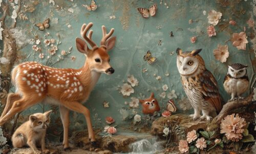 Papier peint animaux vintage pour une chambre d’enfant