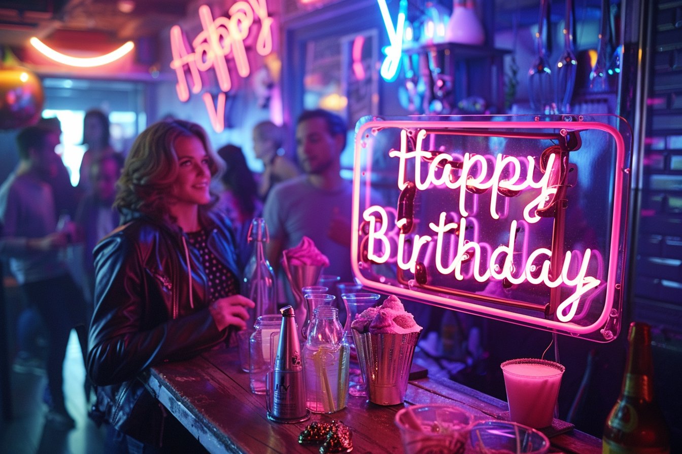 Néon ‘Happy Birthday’ : Illuminez vos fêtes avec style