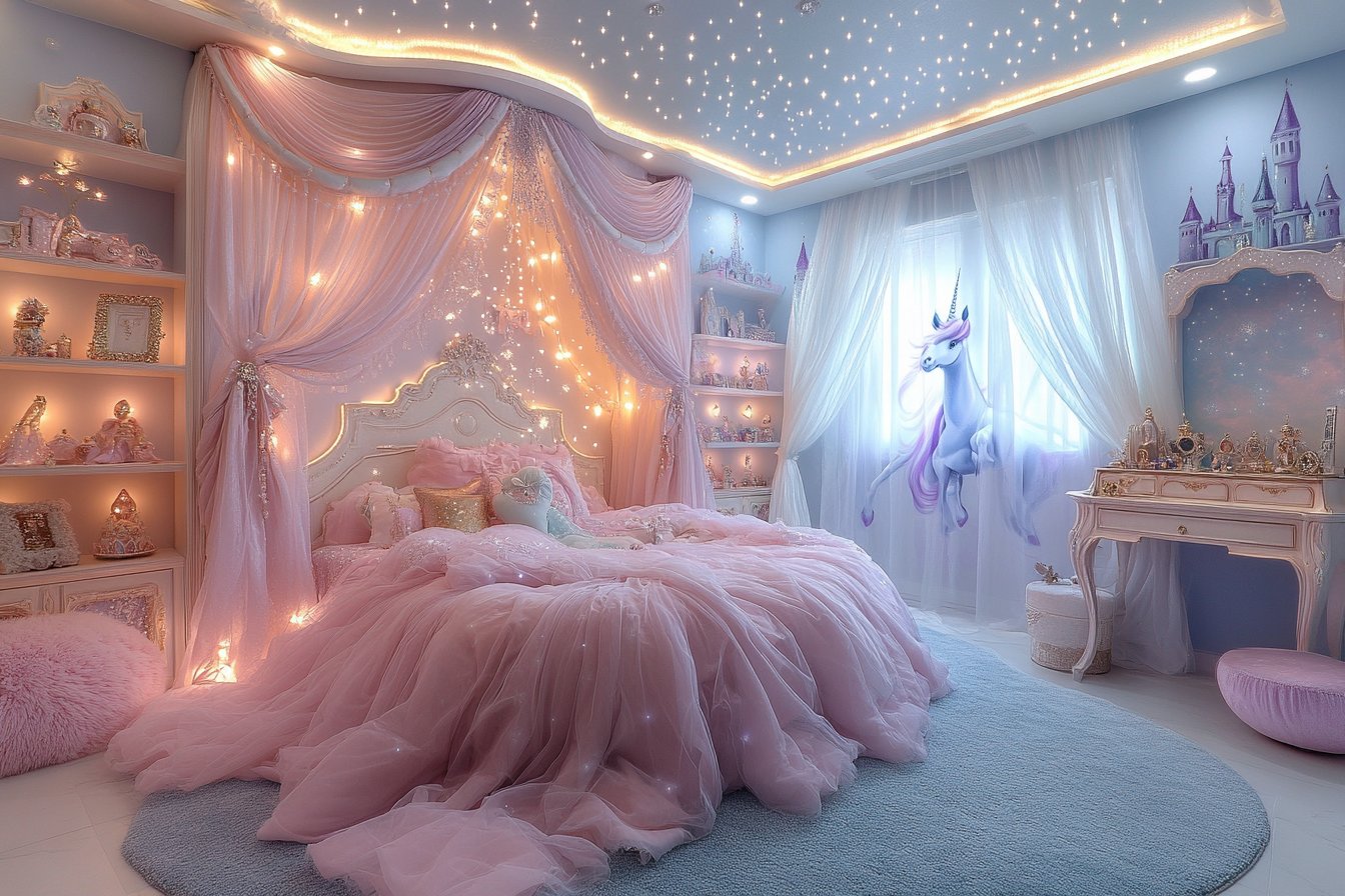 Transformez la chambre de votre fille en royaume enchanté : déco inspirée des robes de princesse